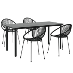 Set da Pranzo da Giardino 5 pz Nero in Rattan PVC