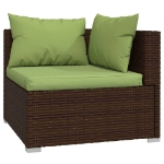 Set Divani da Giardino 14 pz con Cuscini in Polyrattan Marrone