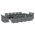 Set da Pranzo per Giardino 15 pz con Cuscini Polyrattan Grigio