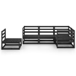 Set Divani da Giardino 5 pz Nero in Legno Massello di Pino
