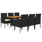 Set da Pranzo per Esterni 7 pz in Polyrattan Nero