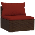 Set Divani da Giardino 9 pz con Cuscini in Polyrattan Marrone