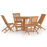 Set da Pranzo Pieghevole per Esterni 5pz Legno Massello di Teak