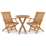 Set da Pranzo per Giardino 3 pz in Legno Massello di Teak