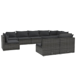 Set Divani da Giardino 9 pz con Cuscini in Polyrattan Grigio