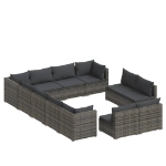 Set Divani da Giardino 12 pz con Cuscini in Polyrattan Grigio