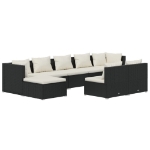 Set Divani da Giardino 9 pz con Cuscini in Polyrattan Nero