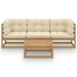 Set Divani da Giardino 4 pz con Cuscini Legno Massello Pino