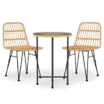 Set da Pranzo da Giardino 3 pz in Polyrattan