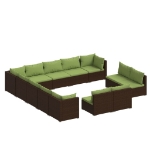 Set Divani da Giardino 13 pz con Cuscini in Polyrattan Marrone