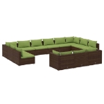 Set Divani da Giardino 13 pz con Cuscini in Polyrattan Marrone