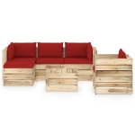 Set Divani da Giardino con Cuscini 6 pz Legno Impregnato Verde