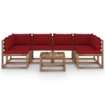 Set Divani Giardino su Pallet 7 pz con Cuscini Pino Impregnato
