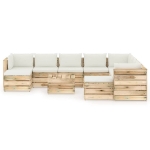 Set Salotto da Giardino con Cuscini 11pz Legno Impregnato Verde