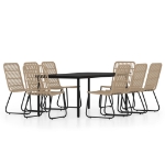 Set da Pranzo per Giardino 9 pz con Cuscini Rovere