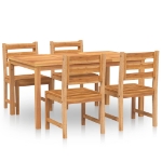 Set da Pranzo per Giardino 5 pz in Legno Massello di Teak