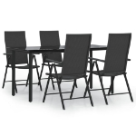 Set da Pranzo da Giardino 5 pz Nero in Polyrattan