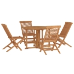 Set da Pranzo Pieghevole per Esterni 5pz Legno Massello di Teak