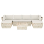 Set Divani da Giardino su Pallet 7 pz con Cuscini Legno Abete