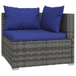 Set Divani da Giardino 7 pz con Cuscini in Polyrattan Grigio