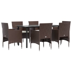 Set da Pranzo da Giardino 7 pz con Cuscini Marrone e Nero