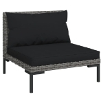 Set Divani Giardino 6 pz con Cuscini in Polyrattan Grigio Scuro