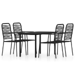 Set Mobili da Pranzo per Giardino 5 pz Nero