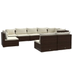 Set Divani da Giardino 9 pz con Cuscini in Polyrattan Marrone