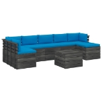 Set Divani da Giardino su Pallet 8 pz con Cuscini Massello Pino