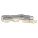 Set Divani da Giardino su Pallet 12 pz con Cuscini Legno Abete