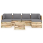Set Divani da Giardino con Cuscini 7 pz Legno Impregnato Verde