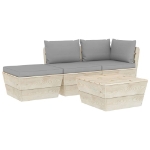 Set Divani da Giardino su Pallet 4 pz con Cuscini Legno Abete