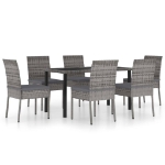 Set da Pranzo da Giardino 7 pz in Polyrattan Grigio