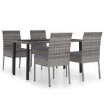 Set da Pranzo da Giardino 5 pz in Polyrattan Grigio