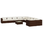 Set Divani da Giardino 11 pz con Cuscini in Polyrattan Marrone