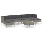Set Divani da Giardino 8 pz con Cuscini in Polyrattan Grigio