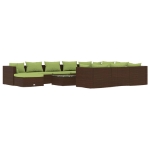 Set Divani da Giardino 12 pz con Cuscini in Polyrattan Marrone