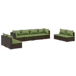 Set Divani da Giardino 8 pz con Cuscini in Polyrattan Marrone