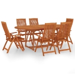 Set da Pranzo per Giardino 7 pz in Legno Massello di Eucalipto