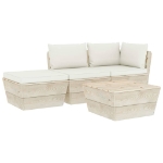 Set Divani da Giardino su Pallet 4 pz con Cuscini Legno Abete