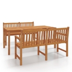 Set da Pranzo per Giardino 3 pz in Legno Massello di Teak