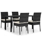 Set da Pranzo da Giardino 5 pz in Polyrattan Nero