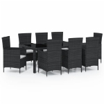 Set Mobili da Giardino 9 pz con Cuscini in Polyrattan