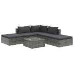 Set Divani da Giardino 6 pz con Cuscini in Polyrattan Grigio