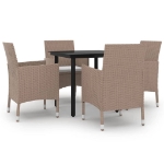 Set da Pranzo da Giardino 5 pz e Cuscini in Polyrattan Nero