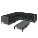 Divani da Giardino 6 pz con Cuscini in Polyrattan Grigio Scuro