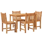 Set da Pranzo per Giardino 5 pz in Legno Massello di Teak