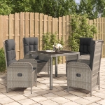 Set da Pranzo da Giardino 5 pz con Cuscini in Polyrattan Grigio