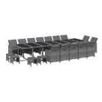 Set da Pranzo per Giardino 19 pz con Cuscini Polyrattan Grigio