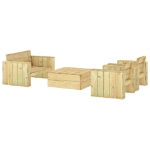 Set Salotto da Giardino 4 pz Legno Massello di Pino Impregnato